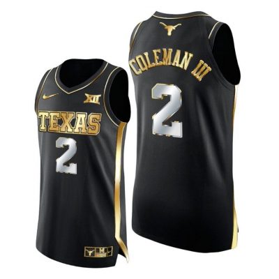 Men Matt Coleman III Black Golden Texas Longhorns 2021 March Madness Jersey