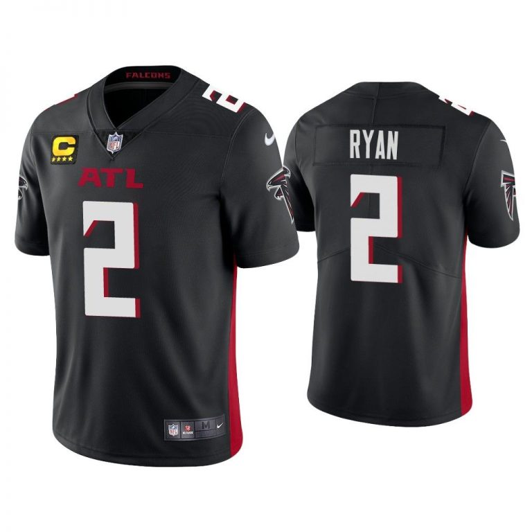 Men Matt Ryan Atlanta Falcons Black Vapor Limited Captain Patch Jersey