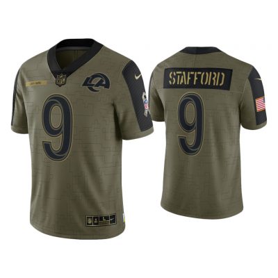Men Matthew Stafford Los Angeles Rams Olive 2021 Salute To Service Limited Jersey