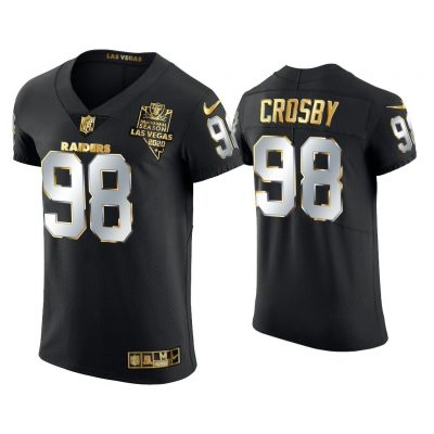 Men Maxx Crosby Las Vegas Raiders Black Golden Edition Elite Jersey