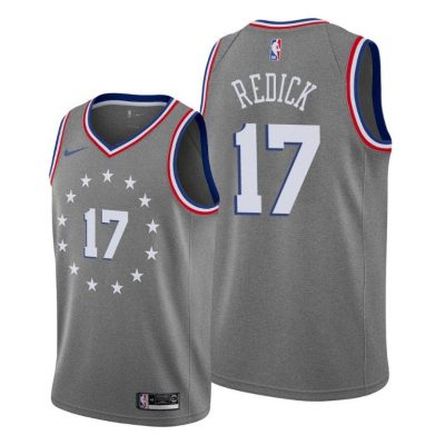 Men Men 76ers #17 J.J. Redick City Edition Gray Jersey