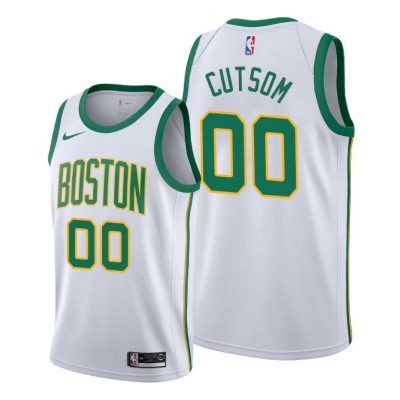 Men Men Celtics #00 Custom City Edition White Jersey