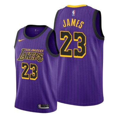 Men Men Lakers #23 LeBron James City Edition Purple Jersey