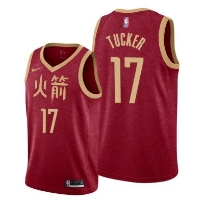 Men Men Rockets #17 P.J. Tucker City Edition Red Jersey