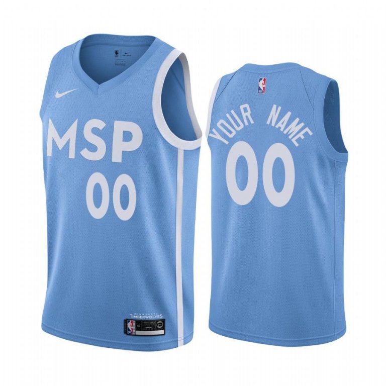 Men Men Timberwolves #00 Custom City Edition Blue Jersey