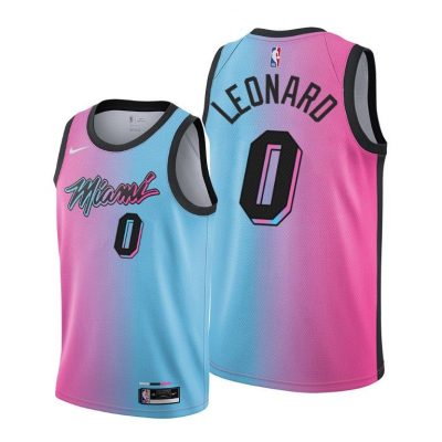 Men Miami Heat #0 Meyers Leonard Blue Pink 2020-21 City Jersey Rainbow