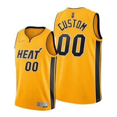 Men Miami Heat #00 Custom Yellow 2020-21 Earned Edition Jersey