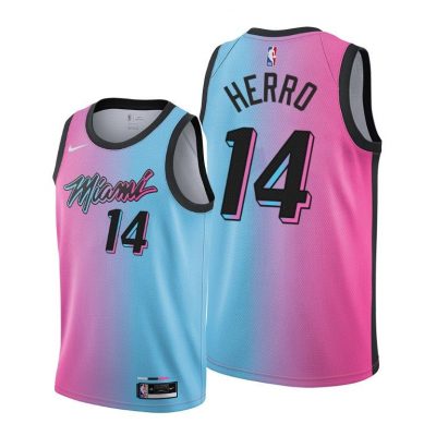 Men Miami Heat #14 Tyler Herro Blue Pick 2020-21 City Edition Jersey Vice