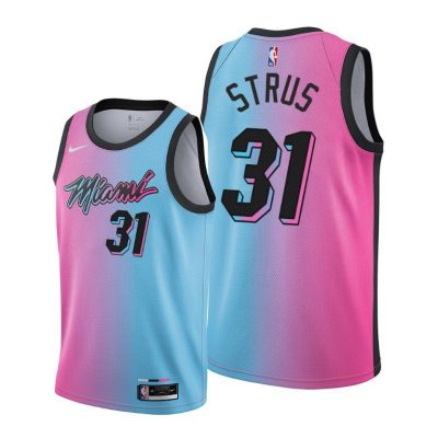 Men Miami Heat #31 Max Strus Blue Pink 2020-21 Rainbow City Jersey 2020 Trade