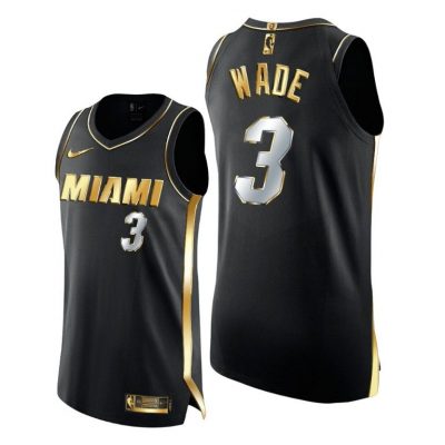 Men Miami Heat Dwyane Wade Golden Limited Edition Black Jersey