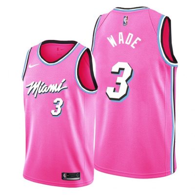 Men Miami Heat Pink Dwyane Wade #3 Earned Edition Jersey