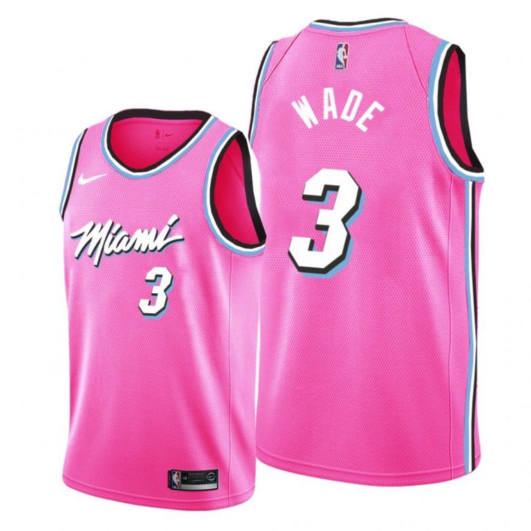 Men Miami Heat Pink Dwyane Wade #3 Earned Edition Jersey