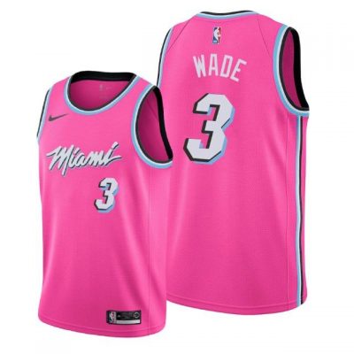 Men Miami Heat Pink Dwyane Wade #3 Earned Jersey