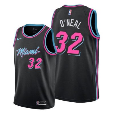Men Miami Heat Shaquille O Neal Black Vice Night Jersey
