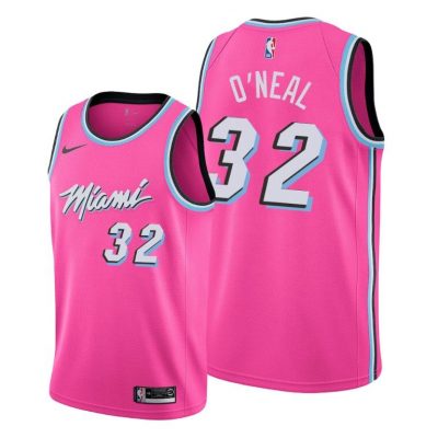 Men Miami Heat Shaquille O Neal Pink 2018-19 Earned Jersey