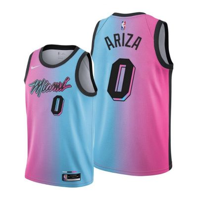 Men Miami Heat Trevor Ariza 2021 Blue Pink City Edition Jersey