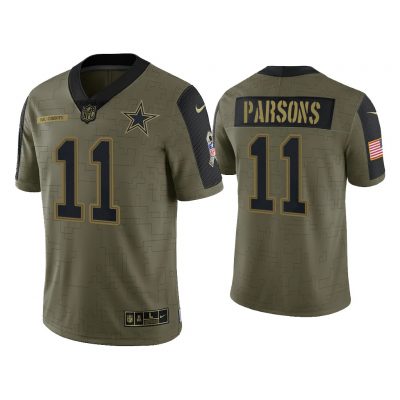 Men Micah Parsons Dallas Cowboys Olive 2021 Salute To Service Limited Jersey