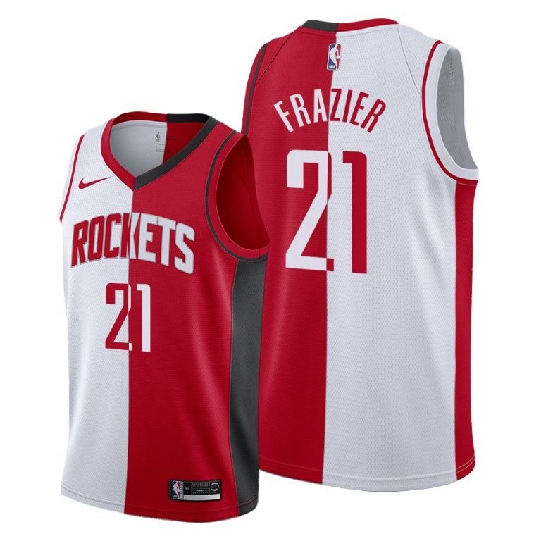 Men Michael Frazier Houston Rockets #21 White Red Split Two-toned Jersey