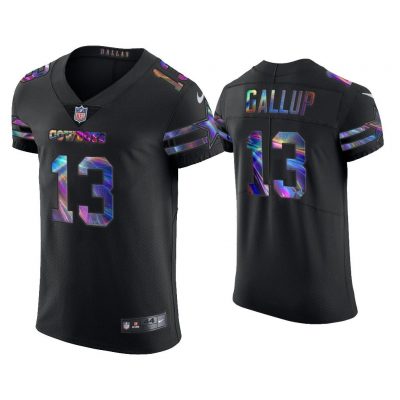 Men Michael Gallup Dallas Cowboys Black Golden Edition Holographic Jersey