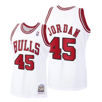 Men Michael Jordan Bulls 1984-85 Hardwood Classics Rare White Jersey