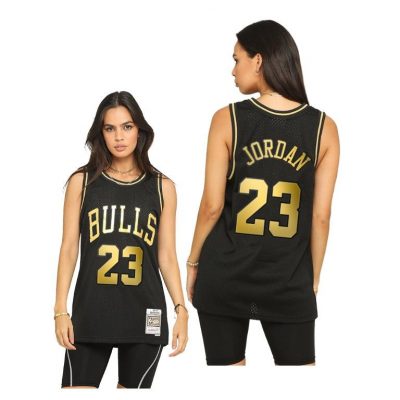 Men Michael Jordan Chicago Bulls Throwback Golden Limited Allocation Black Jersey Men