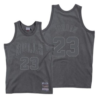 Men Michael Jordan Chicago Bulls Washed Out Gray Jersey