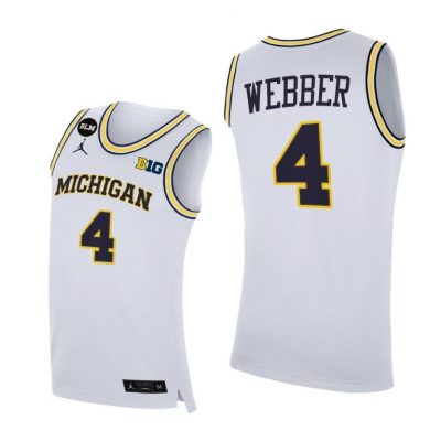 Men Michigan Wolverines 2021 Big Ten regular season champions Chris Webber White BLM Jersey