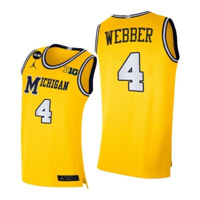 Men Michigan Wolverines Chris Webber #4 Yellow BLM Social Justice 2021 Jersey