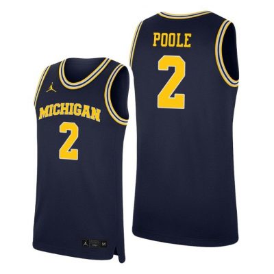 Men Michigan Wolverines Jordan Poole #2 Navy Replica College Basketball Jersey