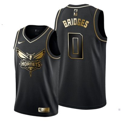 Men Miles Bridges Charlotte Hornets #0 Black Golden Edition Jersey