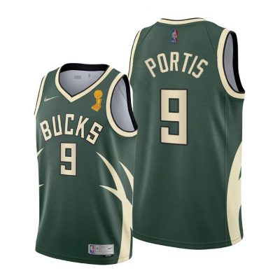 Men Milwaukee Bucks 2021 NBA Finals Champions Bobby Portis #9 Jersey Green