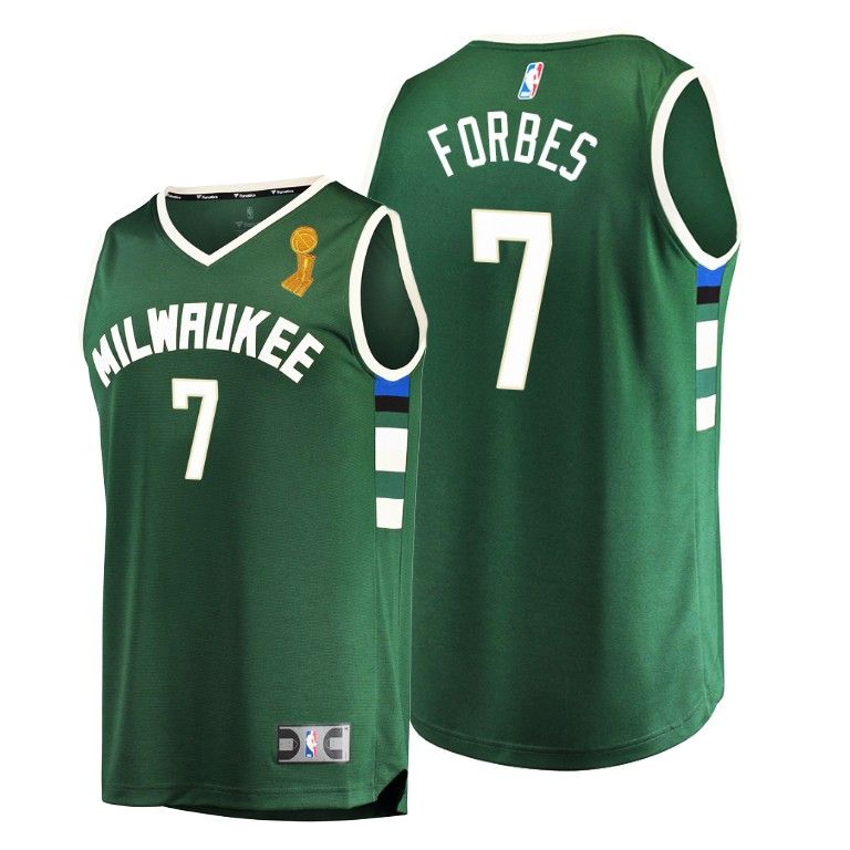 Men Milwaukee Bucks 2021 NBA Finals Champions Bryn Forbes #7 Replica Jersey Green