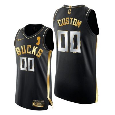 Men Milwaukee Bucks 2021 NBA Finals Champions Custom #00 Golden Edition Jersey Black