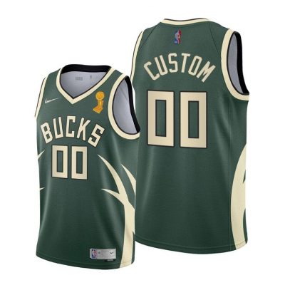 Men Milwaukee Bucks 2021 NBA Finals Champions Custom #00 Jersey Green