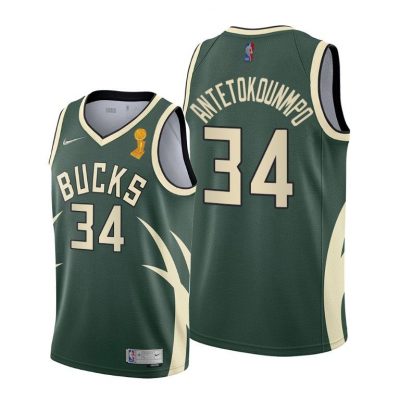 Men Milwaukee Bucks 2021 NBA Finals Champions Giannis Antetokounmpo #34 Jersey Green