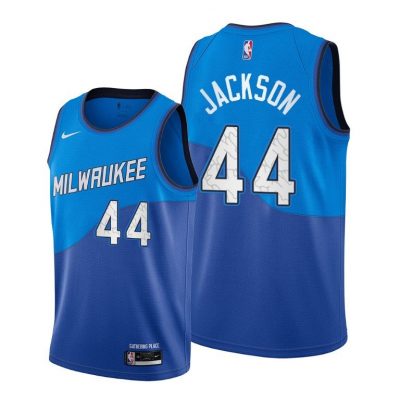 Men Milwaukee Bucks #44 Justin Jackson Blue 2021 City Edition Jersey