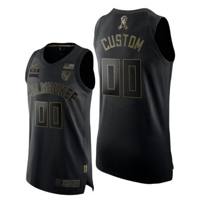 Men Milwaukee Bucks Custom 2020 Salute To Service Black Jersey