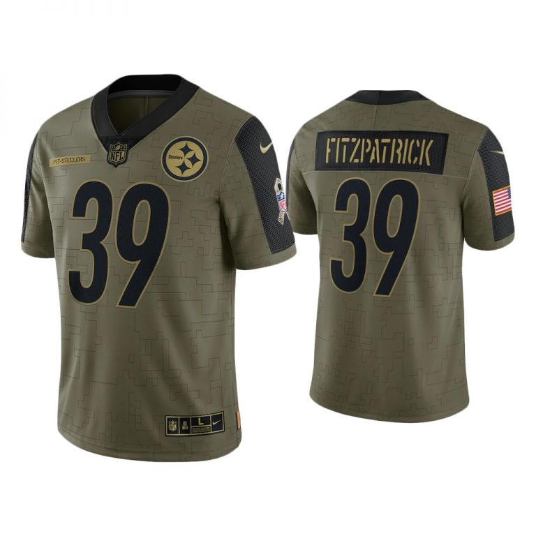 Men Minkah Fitzpatrick Pittsburgh Steelers Olive 2021 Salute To Service Limited Jersey