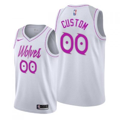 Men Minnesota Timberwolves White Custom #00 Earned Jersey