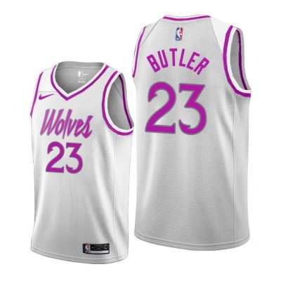 Men Minnesota Timberwolves White-Purple Jimmy Butler #23 Earned Edition Jersey