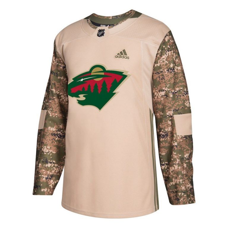 Men Minnesota Wild Camo Veterans Day Practice Jersey