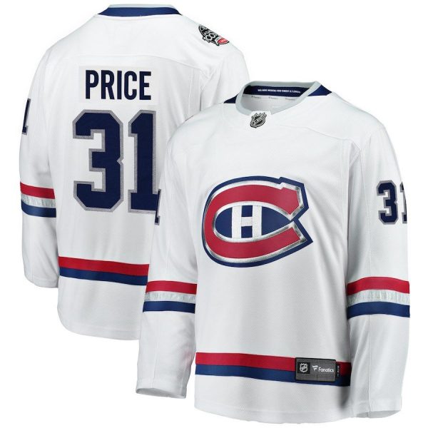 Men Montreal Canadiens Carey Price White 2017 NHL 100 Classic Breakaway Player Jersey