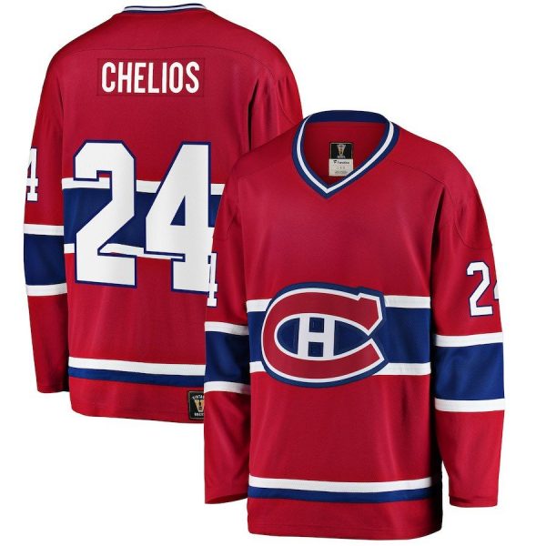 Men Montreal Canadiens Chris Chelios Red Premier Breakaway Heritage Player Jersey