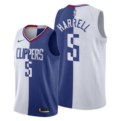 Men Montrezl Harrell Los Angeles Clippers #5 White Blue Split Two-toned Jersey