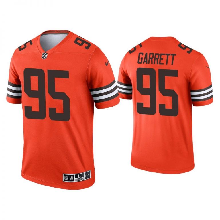 Men Myles Garrett Cleveland Browns Orange Inverted Legend Jersey