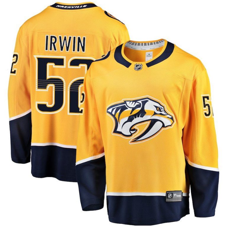 Men Nashville Predators Matt Irwin Gold Breakaway Player Jersey