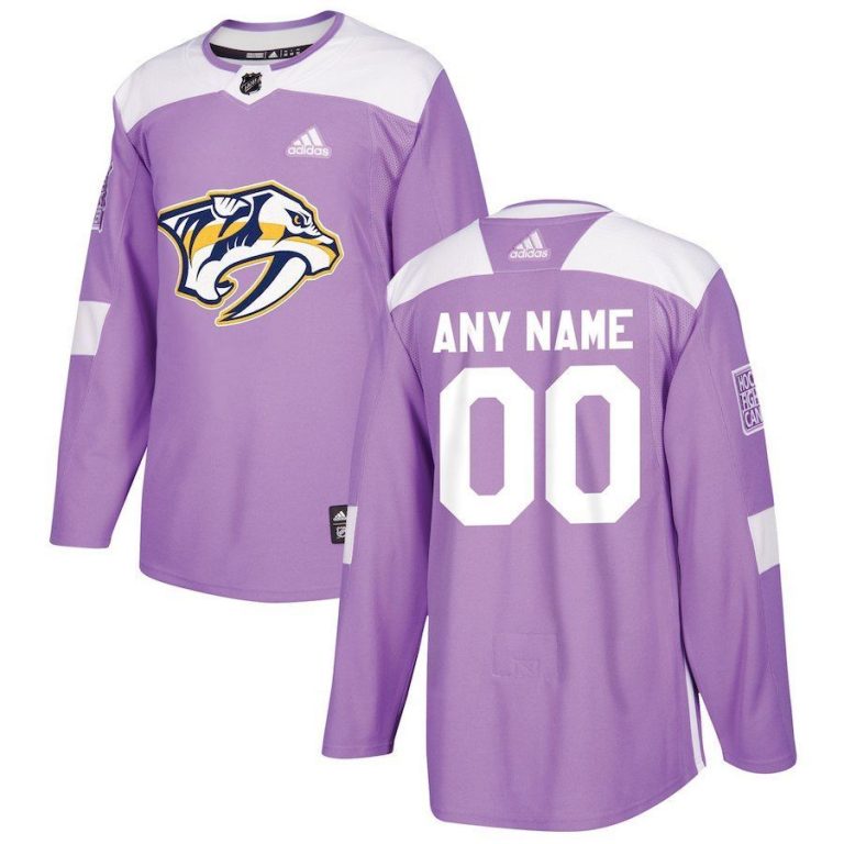 Men Nashville Predators Purple 2018 Hockey Fights Cancer Custom Practice Jersey