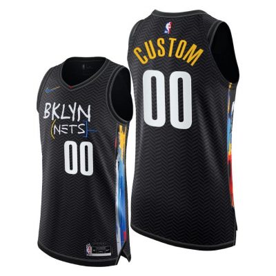 Men Nets #00 Custom Black 2020-21 City Edition Jersey