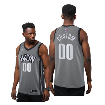 Men Nets #00 Custom Gray 2020-21 Statement Jersey New Season