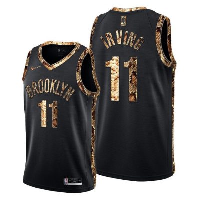 Men Nets Kyrie Irving #11 Real Python Skin Black Jersey 2021 Exclusive Edition